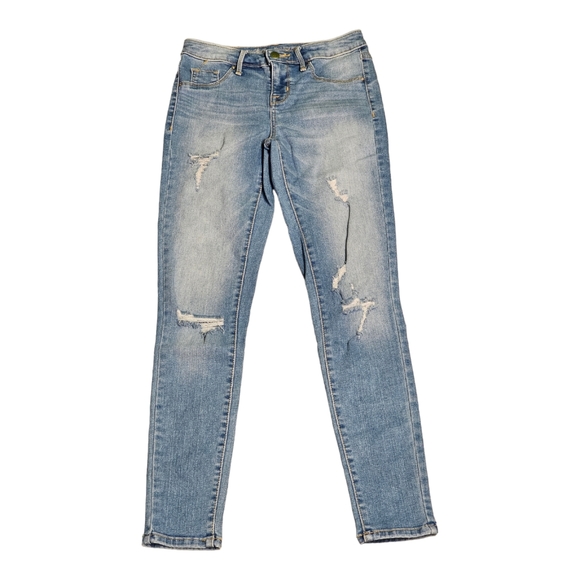 Mossimo Denim Womens Jeans 00 / 24 High Rise Jegging Blue‎ Rips Tears - Picture 1 of 9
